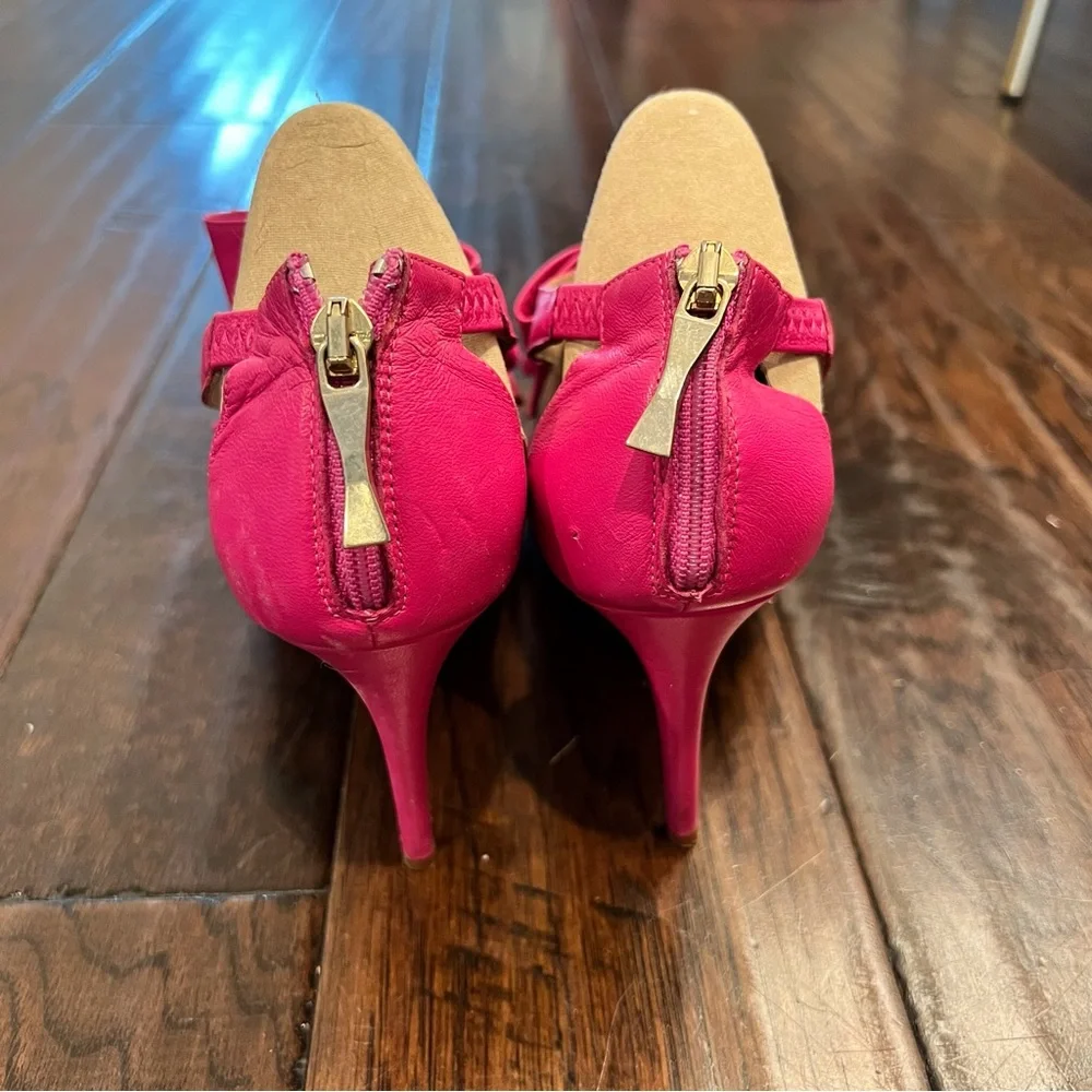Kate Spade Imelda Zip Back Pink Fuschia Bow High Heels